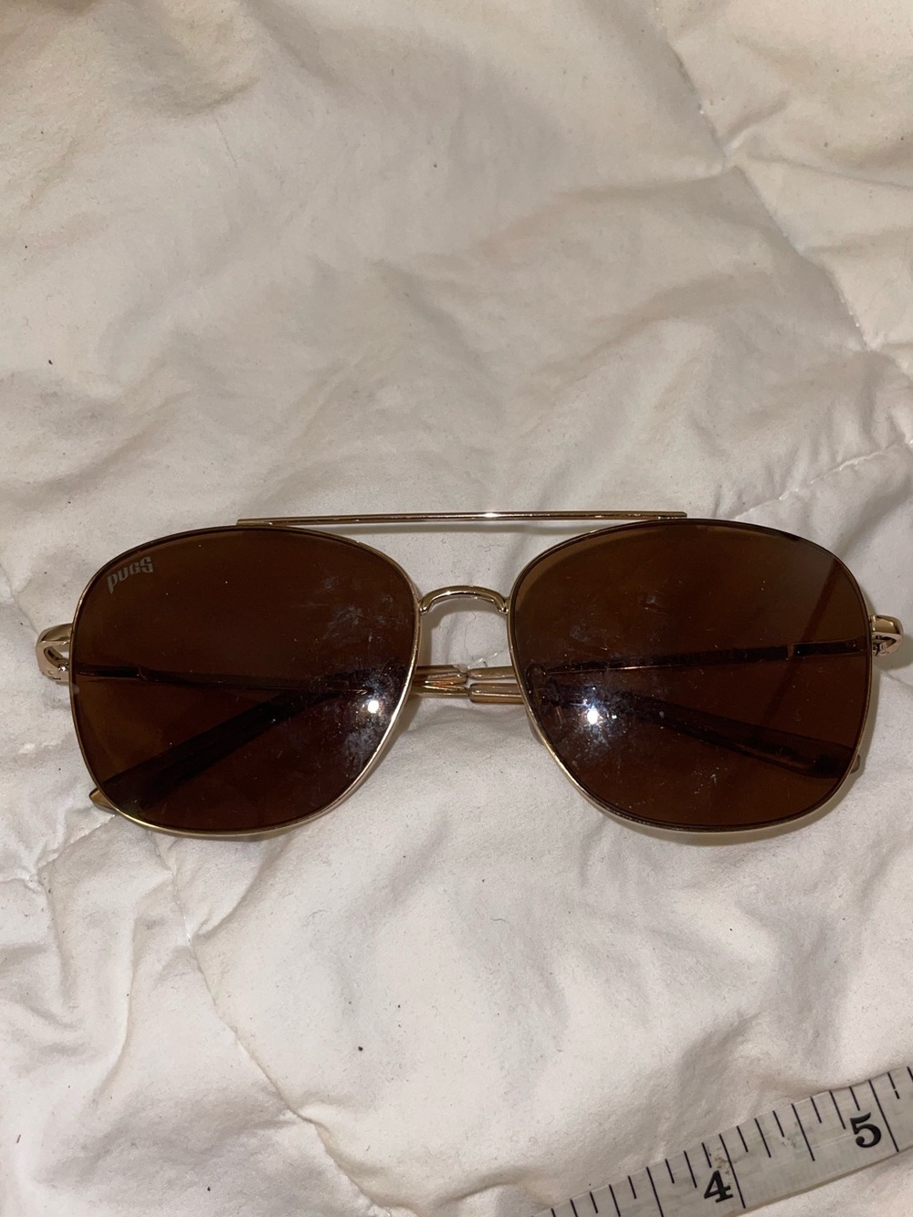 PUGS Gold Frame Brown Lens Men's Adult Sunglasses